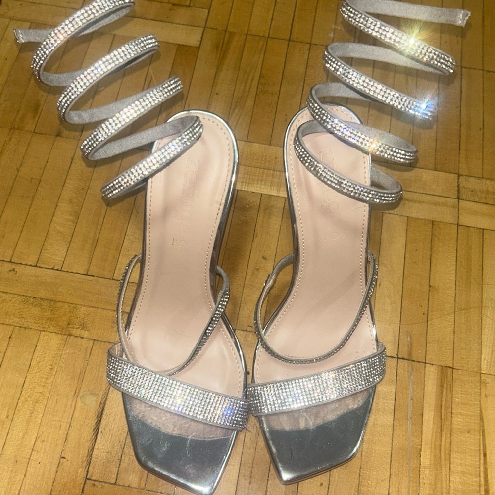 High heels silver sparkly
